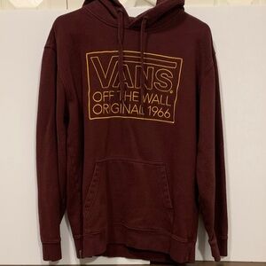 Vans Men's Burgundy Hoodie with Gold Print. Men’s medium.